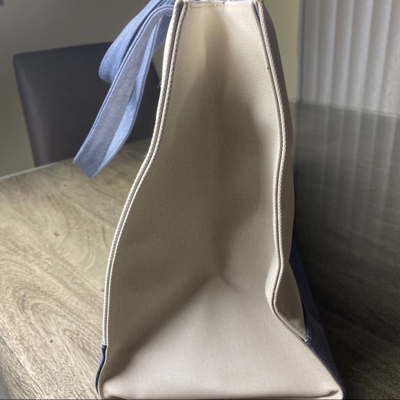 Estee Lauder Large Canvas Tote Bag | Navy Trim | 17” Travel Shopper Bag - Picture 3 of 6